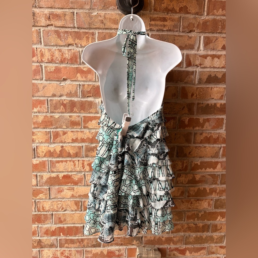 MARCIANO "COME HITHER RUFFLE DRESS" HALTER MINI SIZE M - Picture 8 of 9